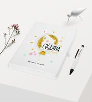 BK Gift Kişiye Özel Coğrafya Öğretmeni Temalı Beyaz Defter Kalem Hediye Seti - 1