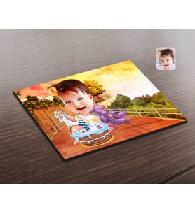 BK Gift Kişiye Özel Bebek Doğum Günü Karikatürlü Ahşap Puzzle-2