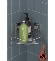 Geseus Yapışkanlı Askılı Tek Katlı Banyo Köşe Rafı Krom EF250