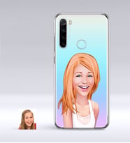 BK Gift Kişiye Özel Bayan Karikatürlü Xiaomi Redmi Note 8 İnce Şeffaf Silikon Telefon Kapağı-37 (Beyaz)