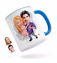 BK Gift Kişiye Özel Sevgililer Karikatürlü Mavi Kupa Bardak-3