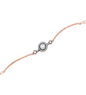 Diamond Line-Gülaylar Kırmızı Altın 8 Ayar Elmas Görünümlü Bileklik