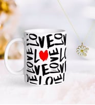 BK Gift Kişiye Özel Sevgililer Günü Kupa ve Çift İsimli Papatya Kolye-68 (Model 1)