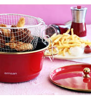 Emsan Troy Emaye 24 cm Kızartma Tenceresi Kırmızı