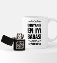 BK Gift Kişiye Özel Dünyanın En İyi Babası Benzinli Çakmak ve Kupa Seti-6 (Model 1)
