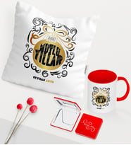 BK Gift Kişiye Özel Yılbaşı Mutlu Yıllar Temalı Kırmızı Kupa Ayna Yastık Seti - 9