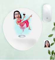 BK Gift Kişiye Özel Bayan Karikatürlü Bilek Destekli Mouse Pad-22 (Beyaz)