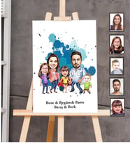 Kişiye Özel Aile Karikatürlü Ahşap Tablo 30x47  Mod-7
