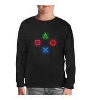 Play Buttons Siyah Çocuk Sweatshirt
