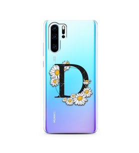 Papatya Harf Tasarım Süper Şeffaf Silikon Telefon Kılıfı Huawei P30 Pro  D-Harfi