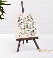 BK Gift Kişiye Özel Dünyanın En iyi Öğretmeni Şovaleli Doğal Taş-8 (Beyaz)