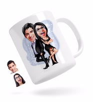 BK Gift Kişiye Özel Sevgililer Karikatürlü Beyaz Kupa Bardak-6