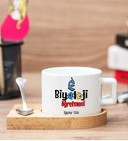 Biyoloji Öğretmenine Hediye Ahşap Altlıklı Fincan