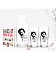 BK Gift Kişiye Özel Renkli Baskılı Çılgınlar Gibi Tasarımlı İkili Rakı Bardağı Karaf ve Cep Kitabı Hediye Seti-1 (Model 1)