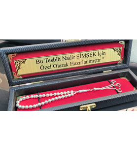 925 AYAR FUL GÜMÜŞ TESBİH GÜMÜŞ İSİMLİ KUTULU KİŞİYE ÖZEL 22  GR