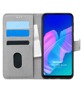 Microsonic Huawei P40 Lite E Kılıf Fabric Book Wallet Gri