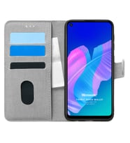Microsonic Huawei P40 Lite E Kılıf Fabric Book Wallet Gri