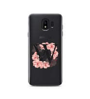 Pembe Çiçekli Harf Tasarım Süper Şeffaf Silikon Telefon Kılıfı Samsung J4 (2018)
