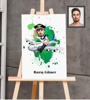 Kişiye Özel Pilot Karikatürlü  Ahşap Tablo 30x47 Bay-5