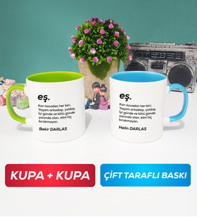 İkili Çiftlere Özel Eş Kupa Bardak Yeşil Mavi