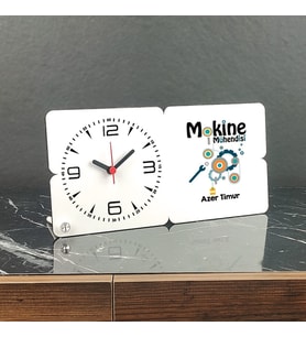 Makine Mühendisi Ahşap Masa Saati 005