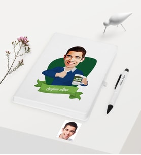 BK Gift Kişiye Özel Bay En İyi Öğretmen Temalı Karikatürlü Beyaz Defter Kalem Hediye Seti