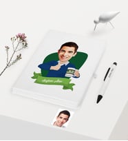 BK Gift Kişiye Özel Bay En İyi Öğretmen Temalı Karikatürlü Beyaz Defter Kalem Hediye Seti