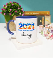 Sana Şans Getirsin 2021 Yılbaşı Hediyesi Kupa Bardak Lacivert