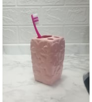 SIA Seramik Diş Fırçalık Çiçekli Pembe Model 7x7x12cm