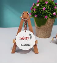 Sekreter Tasarımlı Kişiye Özel Hediye Sekreter Ahşap Anahtarlık