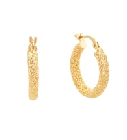 MOOM MÜCEVHERAT Kadın 14 Ayar Altın Lazer Desenli Halka Küpe