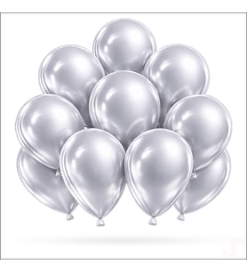 Metalik Parlak Balon, 30 cm x 10 Adet - Gümüş
