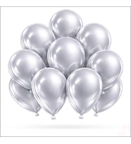 Metalik Parlak Balon, 30 cm x 10 Adet - Gümüş