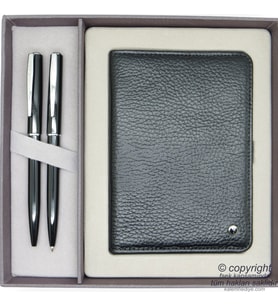 Scrikss Deri Pasaport Cüzdanlı Parlak Krom Hediyelik Set MD-2131  Pasaportluk + Kalem Seti  Scrikss Kalem  İsme Özel Kalem  Hediyelik Set