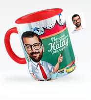 BK Gift Kişiye Özel Bay Öğretmen Karikatürlü Kırmızı Kupa Bardak  1