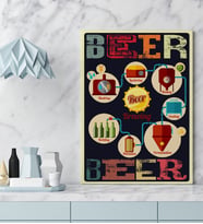 Bira Yapımı Tasarımlı Kanvas Tablo 50x70cm 1