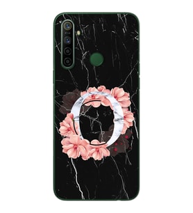 Mermer Çiçekli Harf Tasarım Süper Şeffaf Silikon Telefon Kılıfı Oppo Realmi 5i O