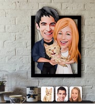 BK Gift Kişiye Özel Evcil Dost Aile Karikatürlü 3D Ahşap Tablo-9