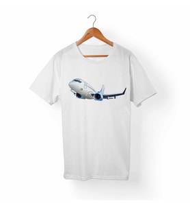 Uçak-Travel Baskılı Beyaz Tişört