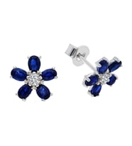 Sirius Oval Safir ve Pırlanta Taşlı Menekşe Küpe 0703E0005