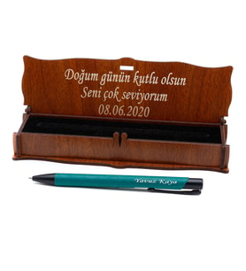 İsme Özel Kalem Ahşap Kutulu (Yeşil)