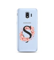 Pembe Çiçekli Harf Tasarım Süper Şeffaf Silikon Telefon Kılıfı Samsung J2 Pro (2