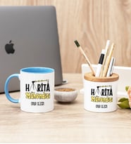 Harita Mühendisi Mavi Kupa Bardak Ve Kalemlik Seti