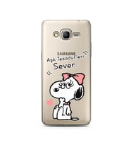 Snoopy Tasarımlı Süper Şeffaf Silikon Telefon Kılıfı Samsung Grand Prime