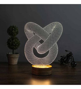 Aşk Sarmalı Hediye Led Lamba Ahşap Taban 7 Farklı Işık Renkli (Sarı)