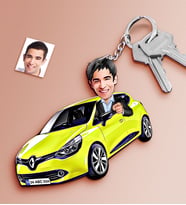 BK Gift Kişiye Özel Bay Renault Megane Hatchback Figürlü Plakalı Ahşap Karikatür Anahtarlık (Beyaz)