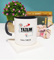 Mesajlı Yazılım Mühendisi Tasarımlı Kişiye Özel Hediye Yazılım Mühendisi Kupa Bardak Siyah
