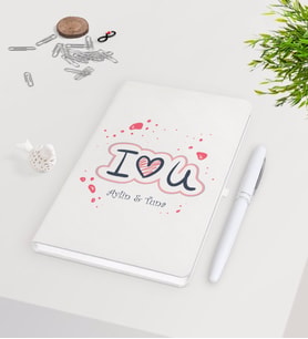 BK Gift Kişiye Özel Sevgililer Günü Beyaz Defter Kalem Seti-112