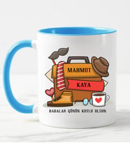Babalar Günü Hediye İsimli Mavi Kupa Bardak