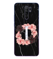 Mermer Çiçekli Harf Tasarım Süper Şeffaf Silikon Telefon Kılıfı Xiomai Redmi 9 I